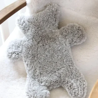 Flat Eric Teddy Bear Hot Water Bottle Cover 0.8L by Owen Barry Mole Grey