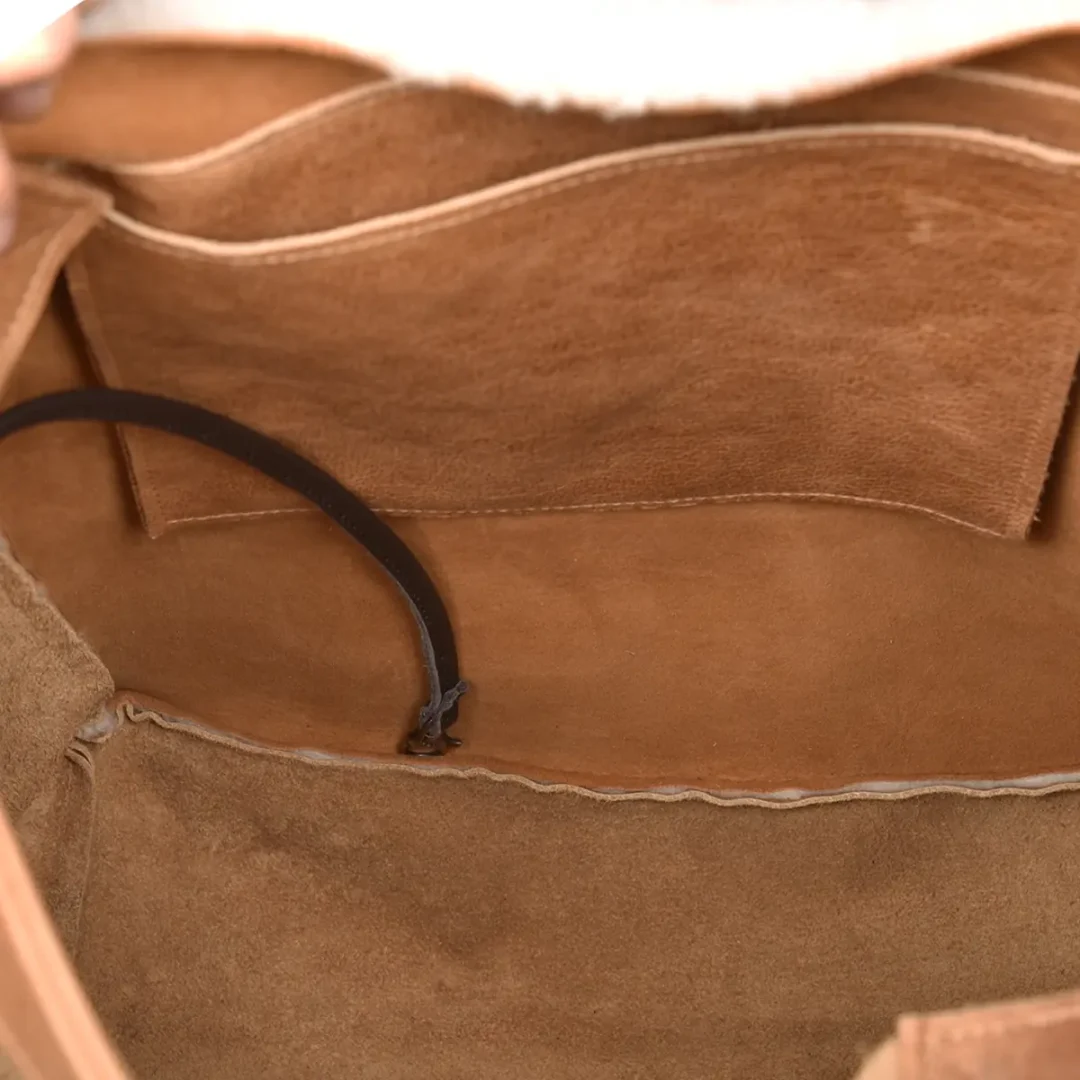 Brandy Cream Yatton Sheepskin & Leather Shoulder Bag by Owen Barry