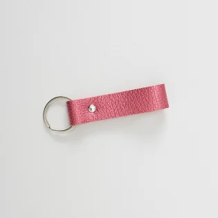 Metallic Leather Keyring by Rhe Amore Raspberry