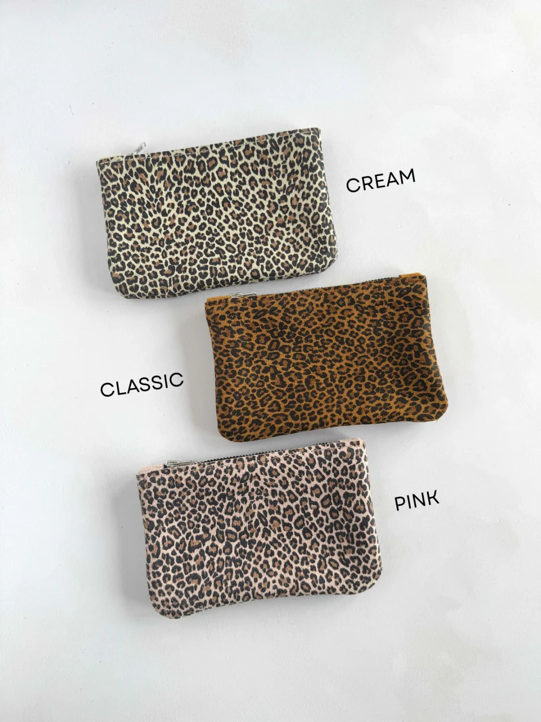 Leopard Print Suede Purse Collection by Rhe Amore Pink Classic Cream
