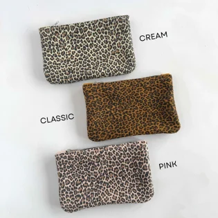 Leopard Print Suede Purse Collection by Rhe Amore Pink Classic Cream