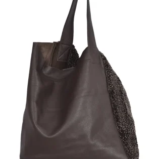 Brown Hurricane Yatton Sheepskin & Leather Shoulder Bag by Owen Barry