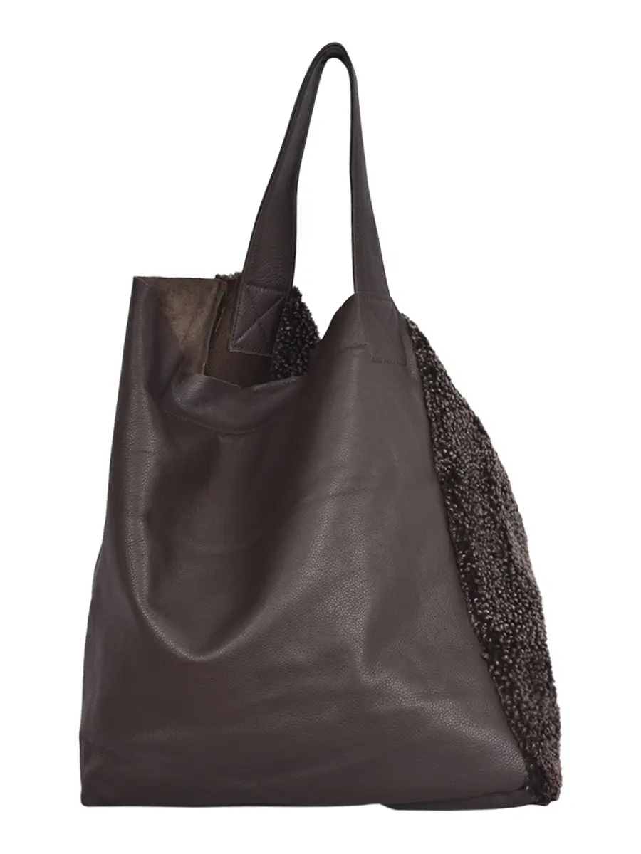 Brown Hurricane Yatton Sheepskin & Leather Shoulder Bag by Owen Barry
