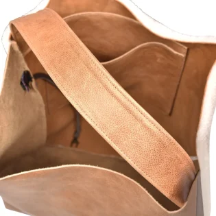 Brandy Cream Yatton Sheepskin & Leather Shoulder Bag by Owen Barry