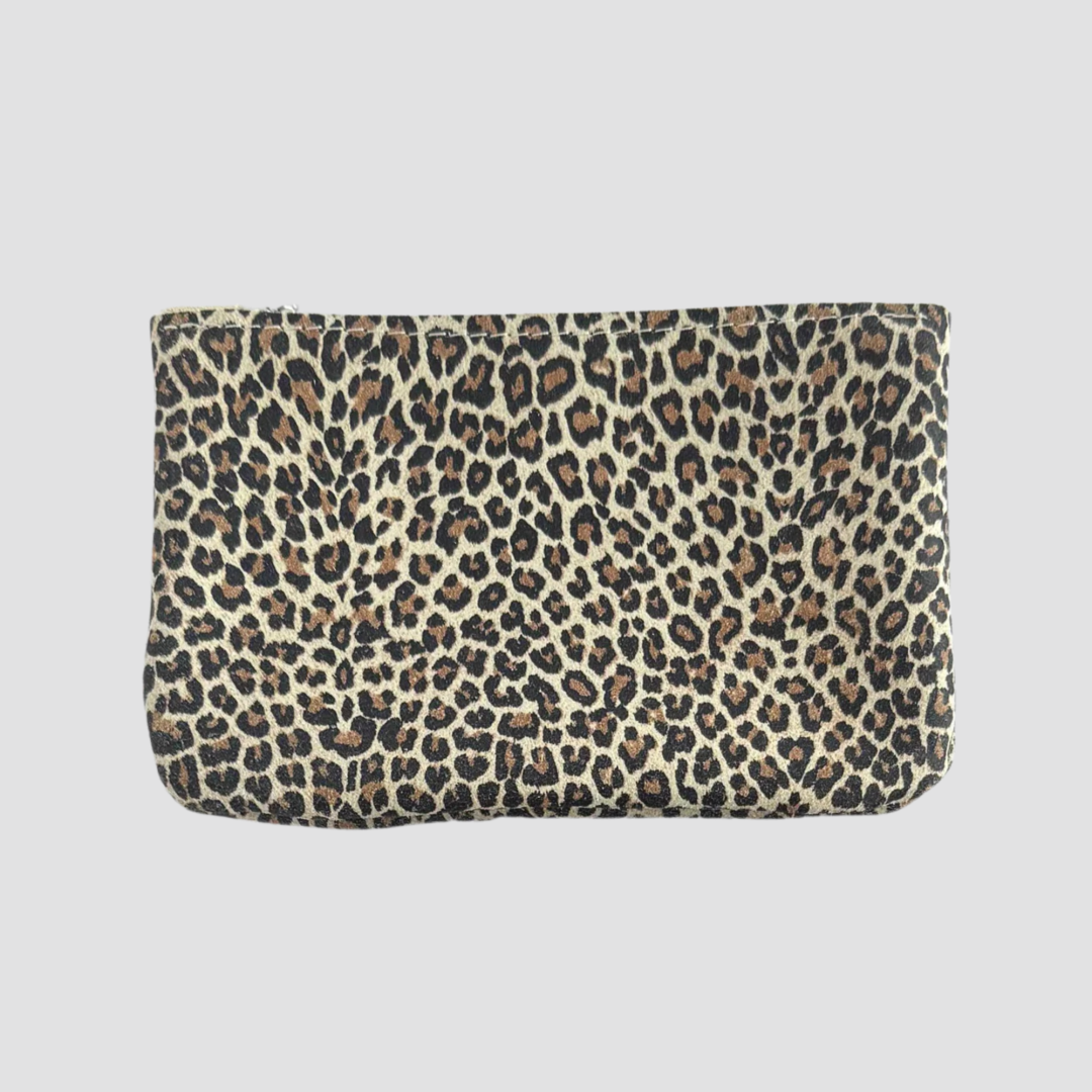 Cream Leopard Print Suede Purse by Rhe Amore