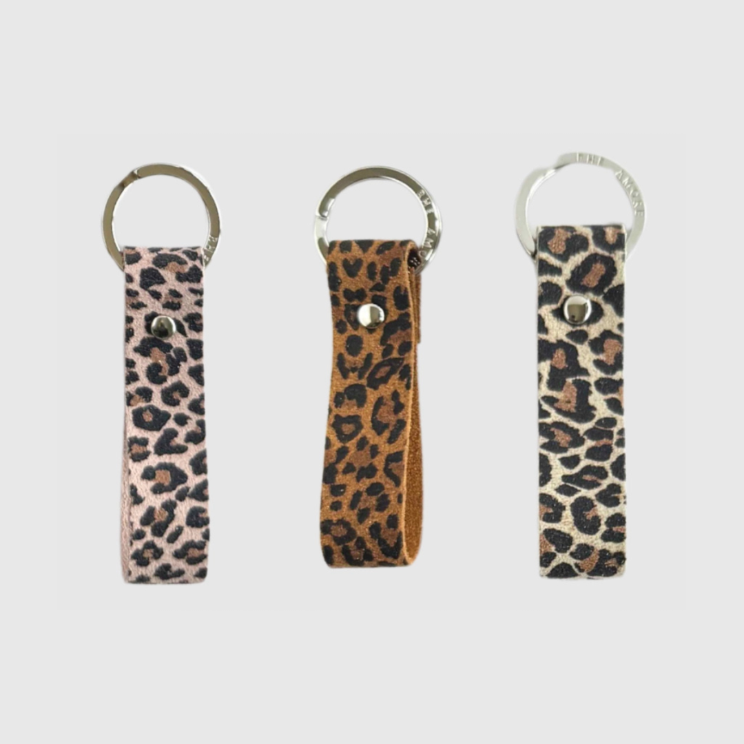 Leopard Print Suede Keyring by Rhe Amore