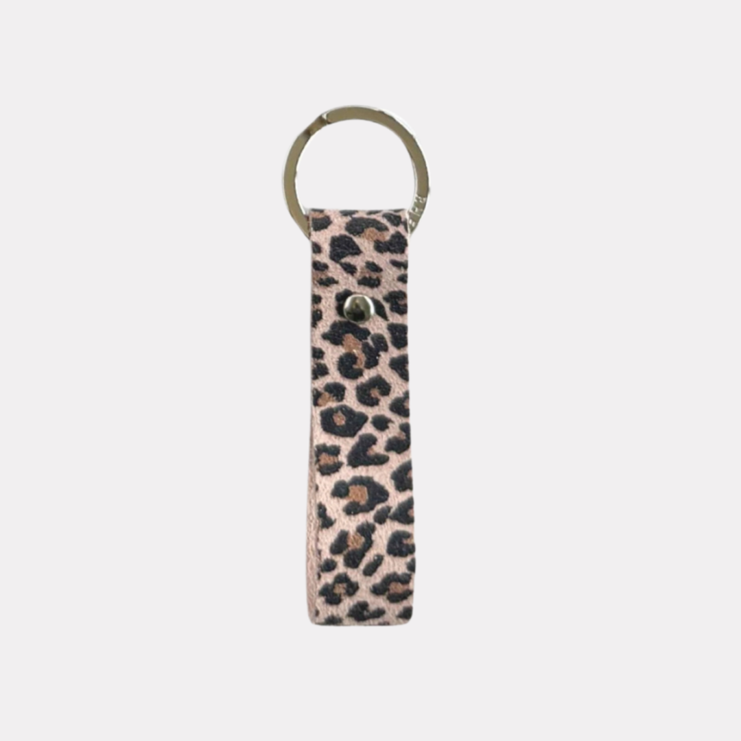 Pink Leopard Print Suede Keyring by Rhe Amore