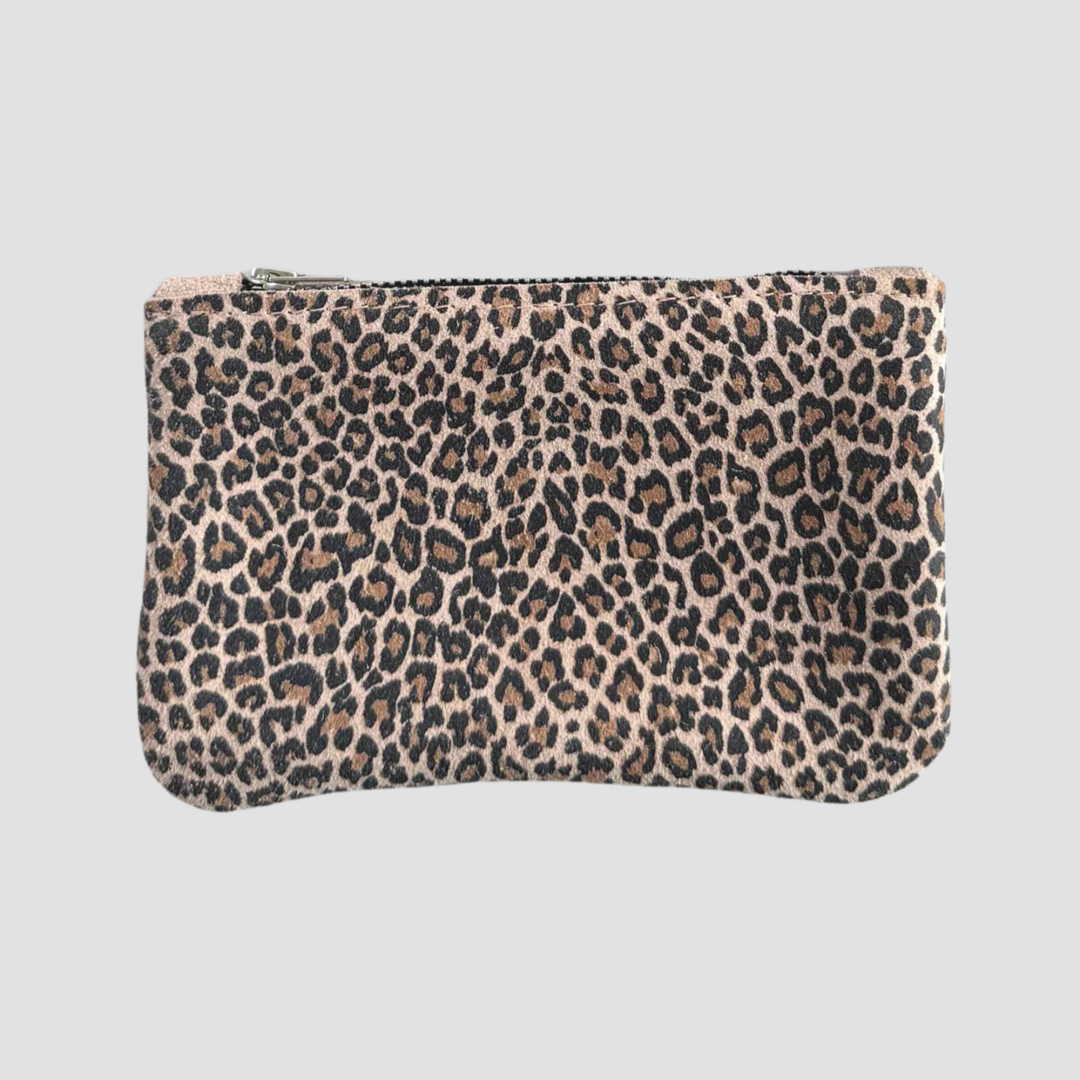 Pink Leopard Print Suede Purse by Rhe Amore
