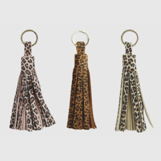 Leopard Print Suede Tassel Charm by Rhe Amore