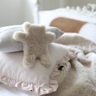Flat Eric Jr Teddy Bear Hot Water Bottle by Owen Barry Moon Light Cream