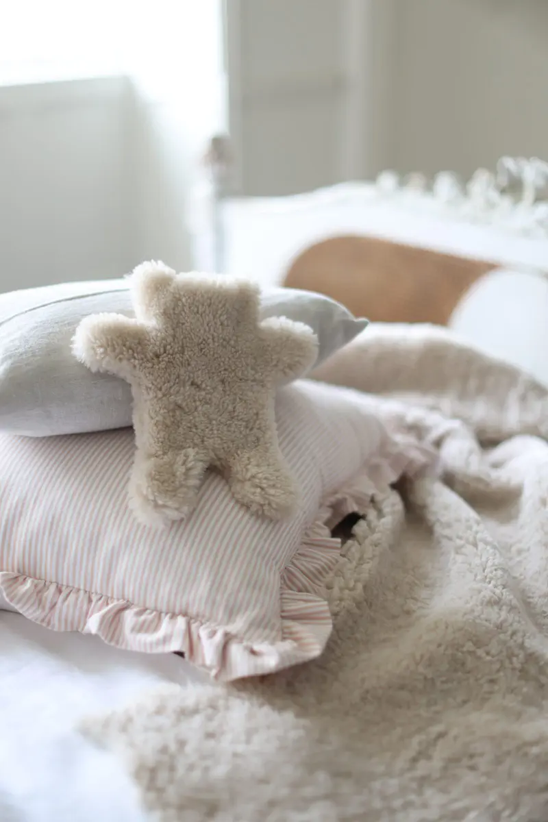 Flat Eric Jr Teddy Bear Hot Water Bottle by Owen Barry Moon Light Cream