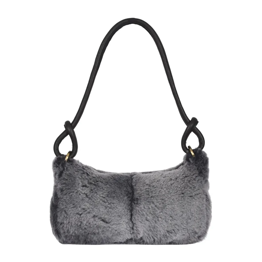 Graphito Grey Devoran Sheepskin Shoulder Bag by Owen Barry