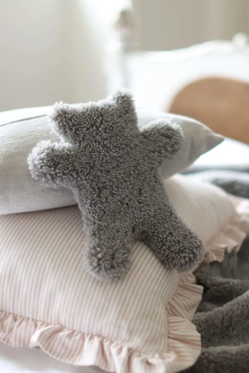 Flat Eric Jr Teddy Bear Hot Water Bottle by Owen Barry Mole Grey