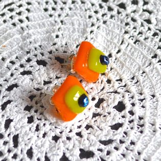 Bright Orange Yellow Stud Earrings by AW Designs UK (5)