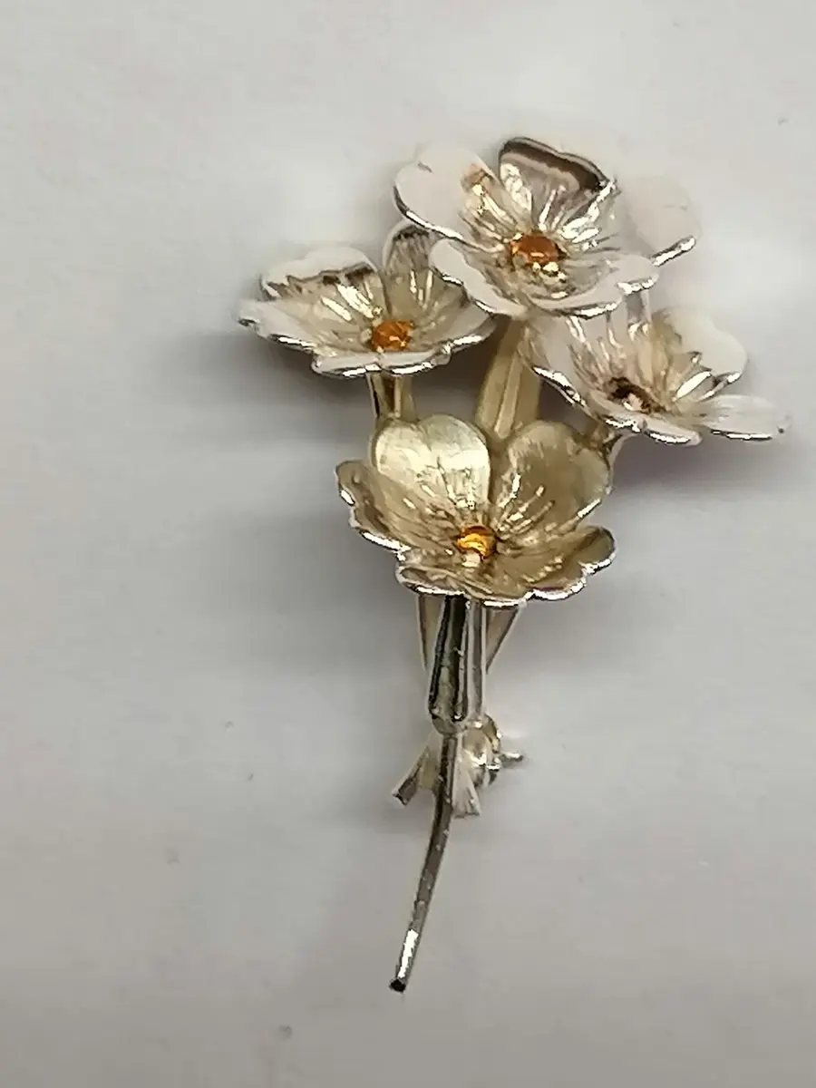Sterling Silver Citrine Primrose Brooch handmade by Andrew O’Dell 1
