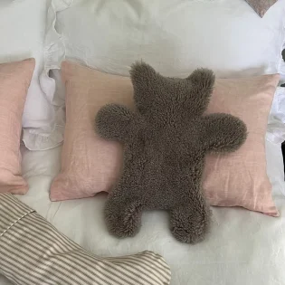 Flat Eric Jr Teddy Bear Hot Water Bottle by Owen Barry Taupe Brown
