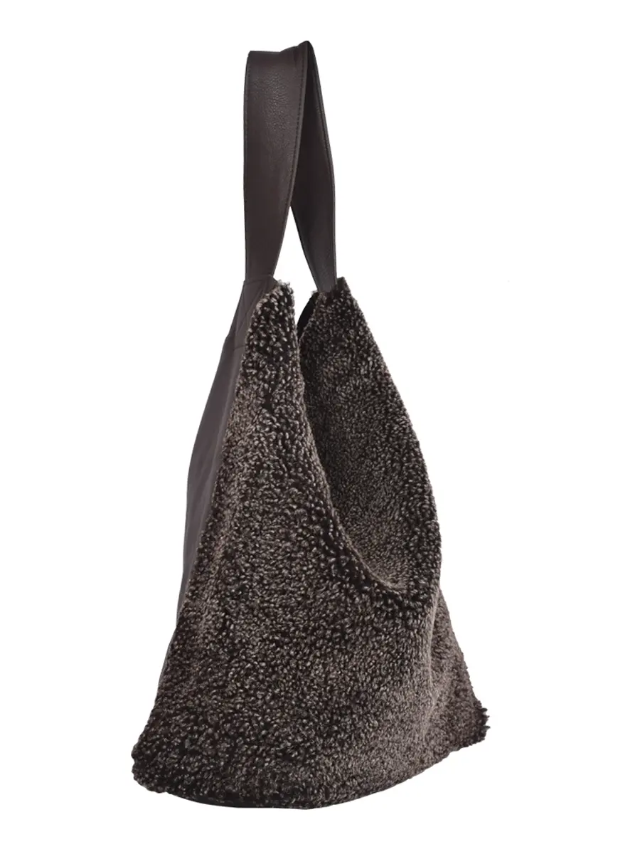 Brown Hurricane Yatton Sheepskin & Leather Shoulder Bag by Owen Barry
