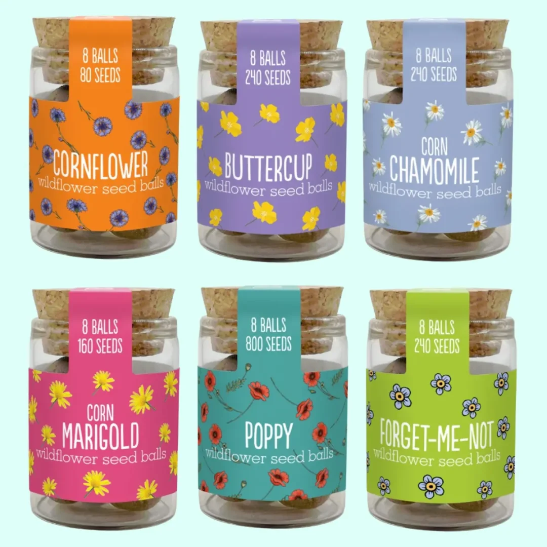 Wildflower Glass Jars by Seedball available at Tiezori