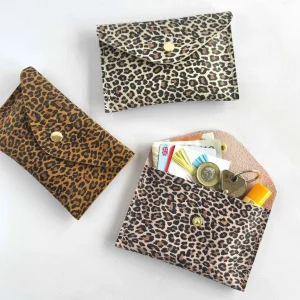Lifestyle Leopard Print Suede Envelope Coin & Card Purse by Rhe Amore available at Tiezori